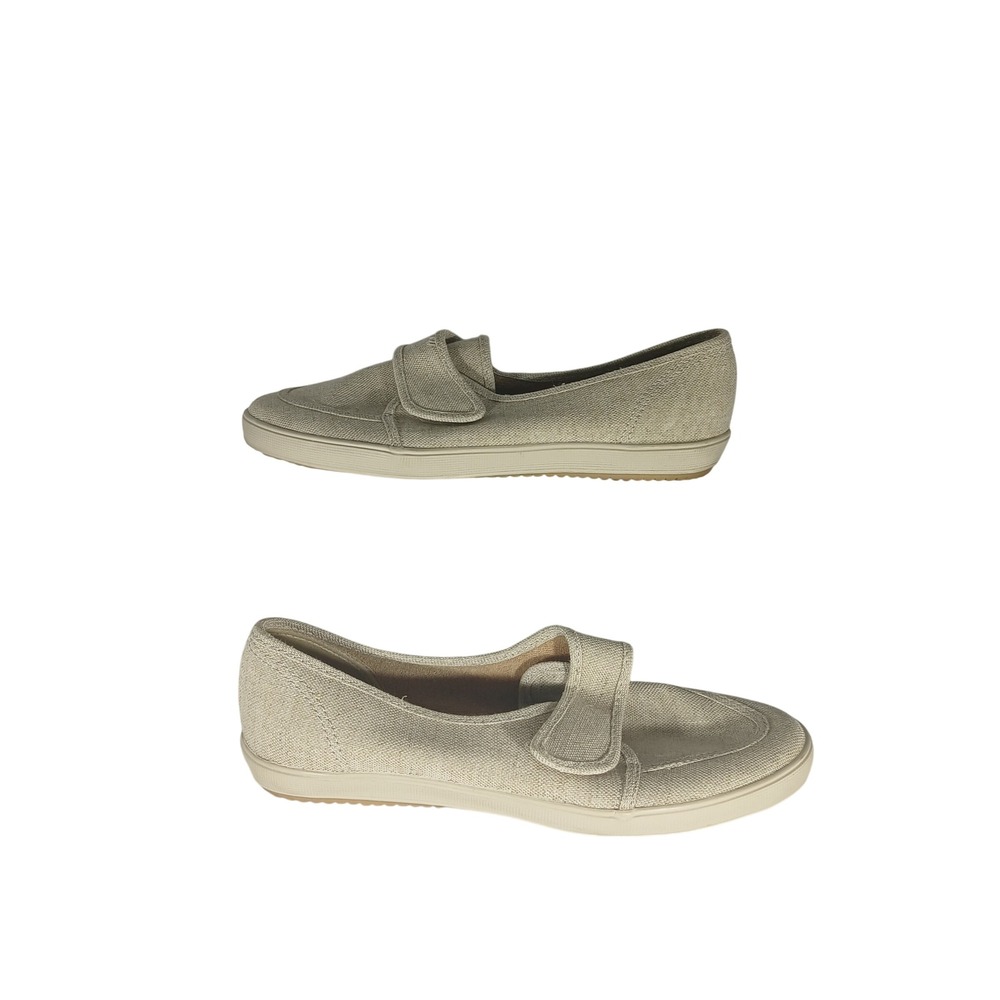 Grasshoppers Canvas Slip On Shoes 8M Beige Hook and Loop Casual Comfort EF 20002